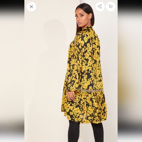 Free PeopleFollow BrandLove Letter Printed Balloon Sleeve mini dress - Picture 2 of 10